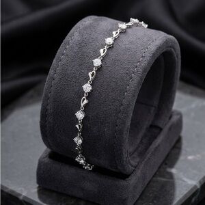 Classic Silver-Tone Cubic Zirconia Tennis Bracelet - Women Jewelry